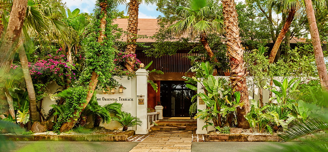 風に揺れるヤシの木、ブーゲンビリアの花の香り